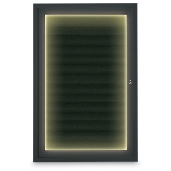 Hinge-less Radius Corkboard, 11"x13-1/2", Satin Alum Frame/Cobalt